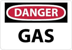 NMC - "Danger - Gas", 10" Long x 14" Wide, Pressure-Sensitive Vinyl Safety Sign - Rectangle, 0.004" Thick, Use for Hazardous Materials - Americas Industrial Supply