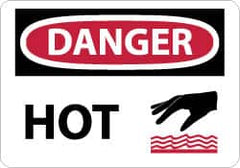 NMC - "Danger - Hot", 10" Long x 14" Wide, Pressure-Sensitive Vinyl Safety Sign - Rectangle, 0.004" Thick, Use for Hazardous Materials - Americas Industrial Supply