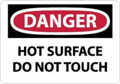 NMC - "Danger - Hot Surface - Do Not Touch", 10" Long x 14" Wide, Pressure-Sensitive Vinyl Safety Sign - Rectangle, 0.004" Thick, Use for Accident Prevention - Americas Industrial Supply