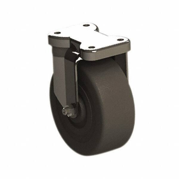 E.R. Wagner - 5" Diam x 2" Wide x 6" OAH Top Plate Mount Rigid Caster - Soft Rubber, 350 Lb Capacity, Roller Bearing, 2-3/4 x 3-3/4" Plate - Americas Industrial Supply
