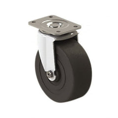 E.R. Wagner - 5" Diam x 2" Wide x 6" OAH Top Plate Mount Swivel Caster - Soft Rubber, 350 Lb Capacity, Roller Bearing, 2-3/4 x 3-3/4" Plate - Americas Industrial Supply