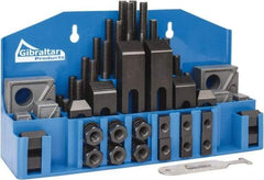Gibraltar - 52 Piece Fixturing Step Block & Clamp Set with 1" Step Block, 5/8" T-Slot, 1/2-13 Stud Thread - 1" Nut Width, 3, 4, 5, 6, 7 & 8" Stud Lengths - Americas Industrial Supply