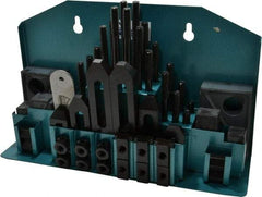 Gibraltar - 52 Piece Fixturing Step Block & Clamp Set with 1" Step Block, 9/16" T-Slot, 3/8-16 Stud Thread - 7/8" Nut Width, 3, 4, 5, 6, 7 & 8" Stud Lengths - Americas Industrial Supply
