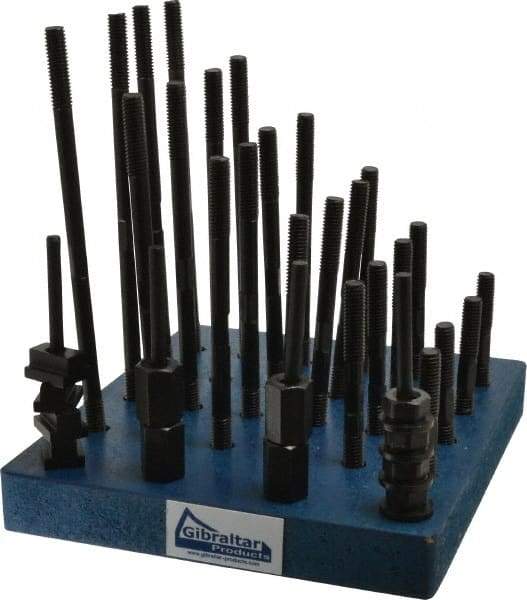 Gibraltar - 38 Piece, 3/8-16 Stud, 7/16" T Slot, T Nut & Stud Kit - 11/16" T-Slot Nut Width, 3, 4, 5, 6, 7, 8" Stud Lengths - Americas Industrial Supply