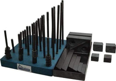 Gibraltar - 50 Piece Fixturing Step Block & Clamp Set with 1" Step Block, 3/8" T-Slot, 5/16-18 Stud Thread - 5/8" Nut Width, 3, 4, 5, 6, 7 & 8" Stud Lengths - Americas Industrial Supply