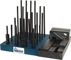 Gibraltar - 50 Piece Fixturing Step Block & Clamp Set with 1" Step Block, 7/16" T-Slot, 3/8-16 Stud Thread - 11/16" Nut Width, 3, 4, 5, 6, 7 & 8" Stud Lengths - Americas Industrial Supply