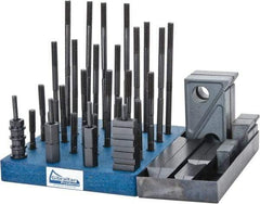 Gibraltar - 50 Piece Fixturing Step Block & Clamp Set with 1" Step Block, 1/2" T-Slot, 3/8-16 Stud Thread - 7/8" Nut Width, 3, 4, 5, 6, 7 & 8" Stud Lengths - Americas Industrial Supply