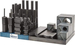 Gibraltar - 50 Piece Fixturing Step Block & Clamp Set with 1-1/2" Step Block, 7/8" T-Slot, 3/4-10 Stud Thread - 1-1/2" Nut Width, 3, 4, 5, 6, 7 & 8" Stud Lengths - Americas Industrial Supply