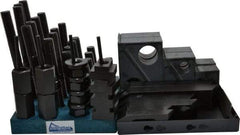 Gibraltar - 50 Piece Fixturing Step Block & Clamp Set with 1-1/2" Step Block, 1" T-Slot, 3/4-10 Stud Thread - 1-5/8" Nut Width, 3, 4, 5, 6, 7 & 8" Stud Lengths - Americas Industrial Supply