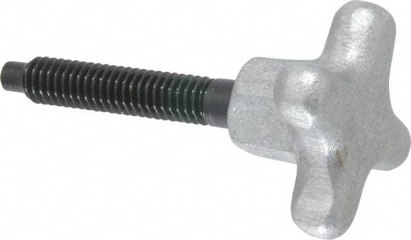 Gibraltar - 5/16-18 Lobed Shoulder Dog Point Tip Steel Thumb Screw - 2-5/8" OAL, 1-1/2" Head Diam x 7/8" Head Height, Black Oxide Finish - Americas Industrial Supply
