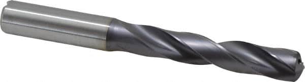 Kennametal - 1/2" 140° Solid Carbide Jobber Drill - TiAlN Finish, Right Hand Cut, Spiral Flute, Straight Shank, 4.8819" OAL, Standard Point - Americas Industrial Supply