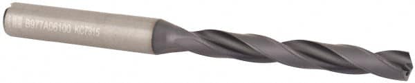 Kennametal - 6.1mm 140° Solid Carbide Jobber Drill - TiAlN Finish, Right Hand Cut, Spiral Flute, Straight Shank, 91mm OAL, Standard Point - Americas Industrial Supply