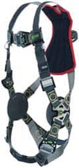 Miller - 400 Lb Capacity, Size L/XL, Full Body Arc Flash/Flame Resistant Safety Harness - Kevlar/Nomex, Quick Connect Leg Strap, Quick Connect Chest Strap, Black/Red - Americas Industrial Supply