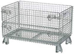 Nashville Wire - 32" Long x 20" Wide x 16" High Steel Basket-Style Bulk Folding Wire Mesh Container - 1,000 Lb. Load Capacity - Americas Industrial Supply