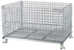 Nashville Wire - 48" Long x 40" Wide x 30" High Steel Basket-Style Bulk Folding Wire Stackable Container - 4,000 Lb. Load Capacity - Americas Industrial Supply