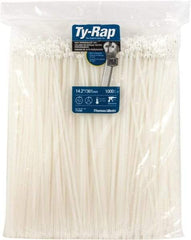 Thomas & Betts - 14.2" Long Natural (Color) Nylon Standard Cable Tie - 50 Lb Tensile Strength, 1.4mm Thick, 101.6mm Max Bundle Diam - Americas Industrial Supply