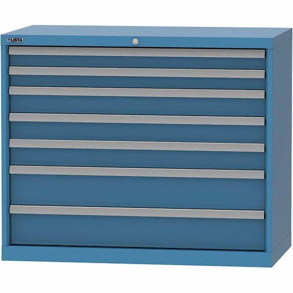 LISTA - 7 Drawer, 84 Compartment Bright Blue Steel Modular Storage Cabinet - Americas Industrial Supply