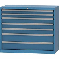LISTA - 7 Drawer, 84 Compartment Bright Blue Steel Modular Storage Cabinet - Americas Industrial Supply
