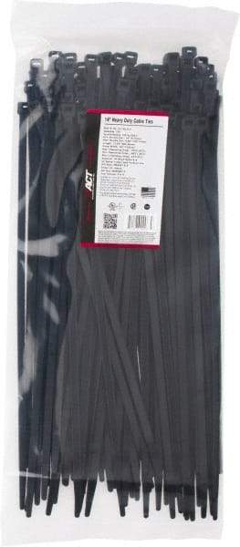 Made in USA - 15.093" Long Black Nylon Standard Cable Tie - 120 Lb Tensile Strength, 1.93mm Thick, 103.19mm Max Bundle Diam - Americas Industrial Supply