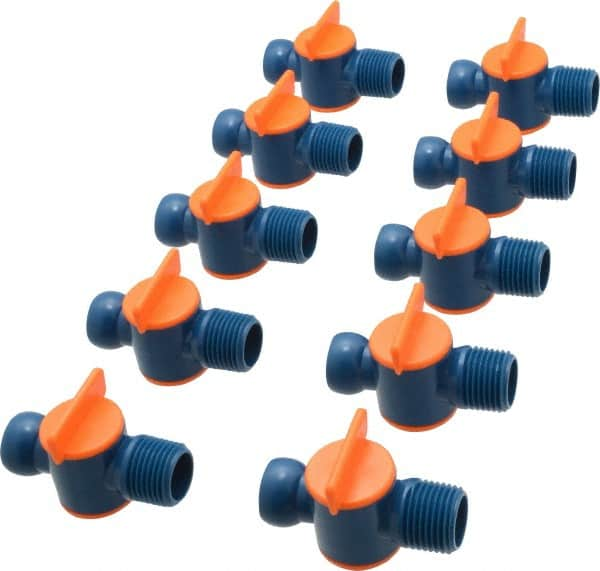 Loc-Line - 10 Piece, 1/2" ID Coolant Hose NPT Valve - Male to Female Connection, Acetal Copolymer Body, 1/2 NPT, Use with Loc-Line Modular Hose Systems - Americas Industrial Supply