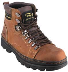 Advanced Technology Products - Size 8 Plain Work Boot - Brown, Leather Upper, 6" High, Non-Slip - Americas Industrial Supply