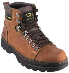 Advanced Technology Products - Size 8 Plain Work Boot - Brown, Leather Upper, 6" High, Non-Slip - Americas Industrial Supply