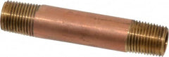 Merit Brass - 2" Long, 1/8" Pipe Threaded Brass Pipe Nipple - BSPT Thread, Red Brass - Americas Industrial Supply