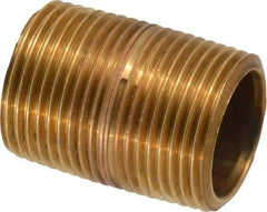 Merit Brass - 1-3/8" Long, 3/4" Pipe Threaded Brass Pipe Nipple - BSPT Thread, Red Brass - Americas Industrial Supply