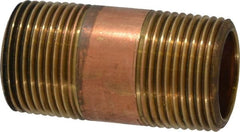 Merit Brass - 2" Long, 3/4" Pipe Threaded Brass Pipe Nipple - BSPT Thread, Red Brass - Americas Industrial Supply