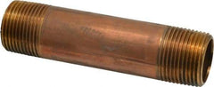 Merit Brass - 5" Long, 1" Pipe Threaded Brass Pipe Nipple - BSPT Thread, Red Brass - Americas Industrial Supply