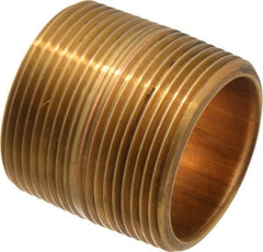Merit Brass - 1-3/4" Long, 1-1/2" Pipe Threaded Brass Pipe Nipple - BSPT Thread, Red Brass - Americas Industrial Supply
