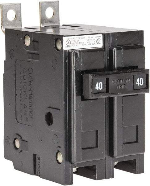 Eaton Cutler-Hammer - 40 Amp, 120/240 VAC, 24 VDC, 48 VDC, 80 VDC, 2 Pole, Bolt On Miniature Circuit Breaker - Thermal Magnetic Trip, 14-4 AWG, 2-3/8 Inch Deep x 2-15/16 Inch High x 2 Inch Wide - Americas Industrial Supply