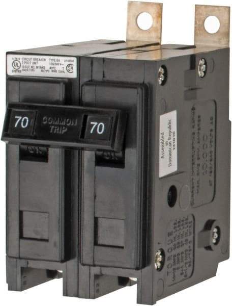 Eaton Cutler-Hammer - 70 Amp, 120/240 VAC, 24 VDC, 48 VDC, 80 VDC, 2 Pole, Bolt On Miniature Circuit Breaker - Thermal Magnetic Trip, 8-1/0 AWG, 2-3/8 Inch Deep x 2-15/16 Inch High x 2 Inch Wide - Americas Industrial Supply