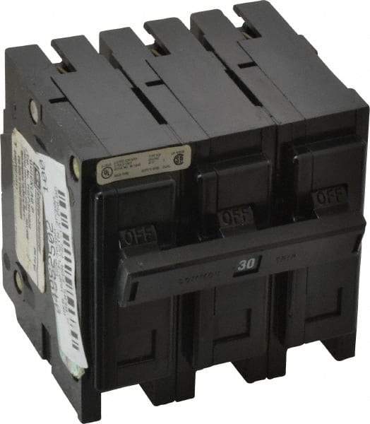 Eaton Cutler-Hammer - 30 Amp, 240 VAC, 3 Pole, Plug In Miniature Circuit Breaker - Thermal Magnetic Trip, 14-4 AWG, 2-3/8 Inch Deep x 2-15/16 Inch High x 3 Inch Wide - Americas Industrial Supply
