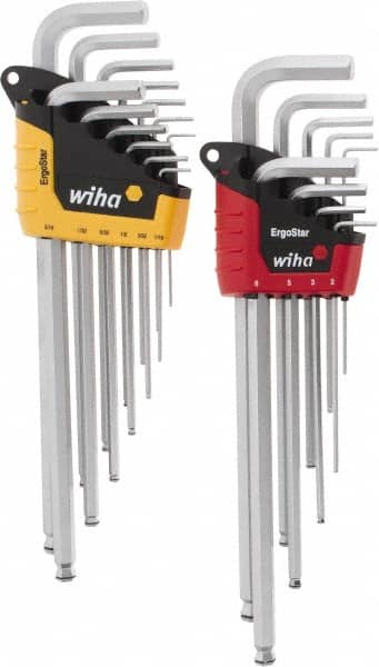 Wiha - 22 Piece L-Key Combo Hex Key Set - Hex Range 1/2 to 3/8", Chrome Vanadium Molybdenum - Americas Industrial Supply