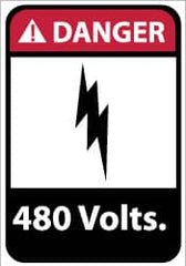 NMC - "Danger - 480 Volts", 14" Long x 10" Wide, Aluminum Safety Sign - Rectangle, 0.04" Thick, Use for Accident Prevention - Americas Industrial Supply