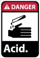 NMC - "Danger - Acid", 14" Long x 10" Wide, Rigid Plastic Safety Sign - Rectangle, 0.05" Thick, Use for Hazardous Materials - Americas Industrial Supply