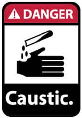 NMC - "Danger - Caustic", 14" Long x 10" Wide, Rigid Plastic Safety Sign - Rectangle, 0.05" Thick, Use for Hazardous Materials - Americas Industrial Supply