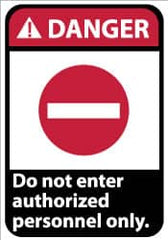 NMC - "Danger - Do Not Enter - Authorized Personnel Only", 14" Long x 10" Wide, Aluminum Safety Sign - Rectangle, 0.04" Thick, Use for Security & Admittance - Americas Industrial Supply