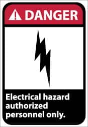 NMC - "Danger - Electrical Hazard - Authorized Personnel Only", 14" Long x 10" Wide, Pressure-Sensitive Vinyl Safety Sign - Rectangle, 0.004" Thick, Use for Accident Prevention - Americas Industrial Supply