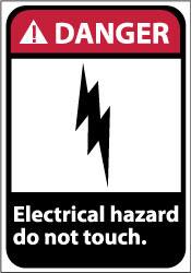 NMC - "Danger - Electrical Hazard - Do Not Touch", 14" Long x 10" Wide, Pressure-Sensitive Vinyl Safety Sign - Rectangle, 0.004" Thick, Use for Accident Prevention - Americas Industrial Supply