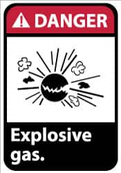 NMC - "Danger - Explosive Gas", 14" Long x 10" Wide, Pressure-Sensitive Vinyl Safety Sign - Rectangle, 0.004" Thick, Use for Accident Prevention - Americas Industrial Supply