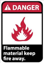 NMC - "Danger - Flammable Material - Keep Fire Away", 14" Long x 10" Wide, Pressure-Sensitive Vinyl Safety Sign - Rectangle, 0.004" Thick, Use for Hazardous Materials - Americas Industrial Supply