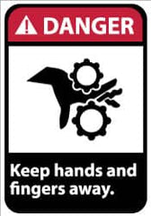 NMC - "Danger - Keep Hands and Fingers Away", 14" Long x 10" Wide, Rigid Plastic Safety Sign - Rectangle, 0.05" Thick, Use for Accident Prevention - Americas Industrial Supply