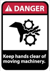 NMC - "Danger - Keep Hands Clear of Moving Machinery", 14" Long x 10" Wide, Rigid Plastic Safety Sign - Rectangle, 0.05" Thick, Use for Accident Prevention - Americas Industrial Supply