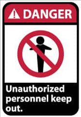 NMC - "Danger - Unauthorized Personnel - Keep Out", 14" Long x 10" Wide, Pressure-Sensitive Vinyl Safety Sign - Rectangle, 0.004" Thick, Use for Security & Admittance - Americas Industrial Supply