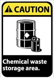 NMC - "Caution - Chemical Waste Storage Area", 14" Long x 10" Wide, Pressure-Sensitive Vinyl Safety Sign - Rectangle, 0.004" Thick, Use for Hazardous Materials - Americas Industrial Supply