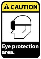 NMC - "Caution - Eye Protection Area", 14" Long x 10" Wide, Pressure-Sensitive Vinyl Safety Sign - Rectangle, 0.004" Thick, Use for Accident Prevention - Americas Industrial Supply