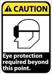 NMC - "Caution - Eye Protection Required Beyond This Point", 14" Long x 10" Wide, Pressure-Sensitive Vinyl Safety Sign - Rectangle, 0.004" Thick, Use for Accident Prevention - Americas Industrial Supply