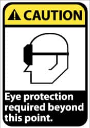 NMC - "Caution - Eye Protection Required Beyond This Point", 14" Long x 10" Wide, Aluminum Safety Sign - Rectangle, 0.04" Thick, Use for Accident Prevention - Americas Industrial Supply